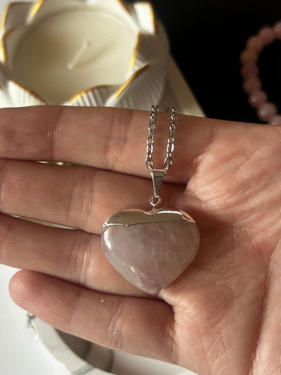  Conjunto Corazón Cuarzo Rosa