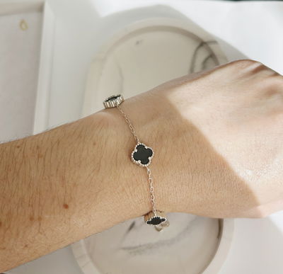PULSERA 3 TRГ©BOL VAN CLEEF NEGRO PLATA 925