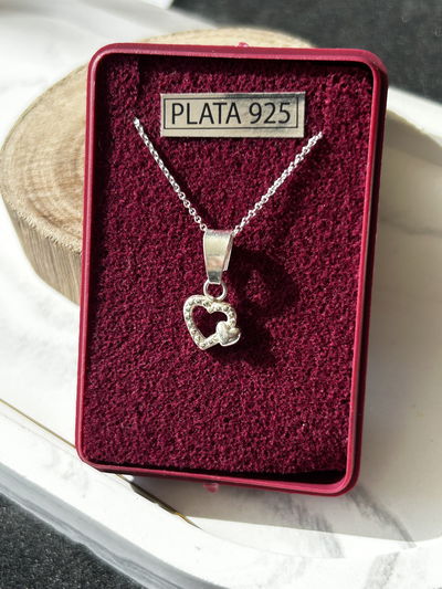 Cadena de plata corazón 