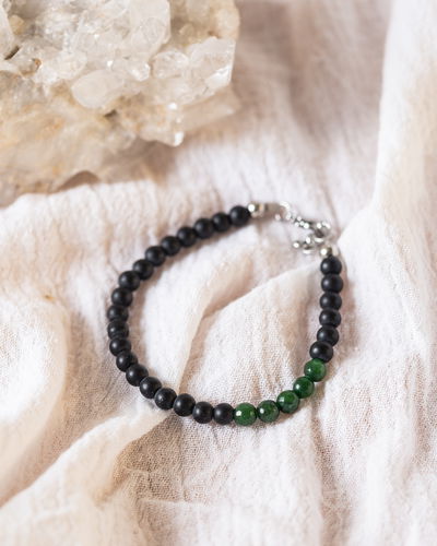 PULSERA HOMBRE SALUD CON CUARZO VERDE Y ÓNIX NEGRO
