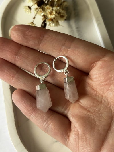 ✨Aros de Piedra Cuarzo Rosa✨