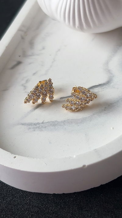 Aros Dorados Abanico Con Cubic 1,6Cm