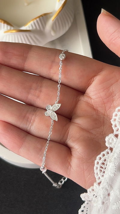 Pulsera Mariposa Micropave Y Cubic 18 A 21Cm