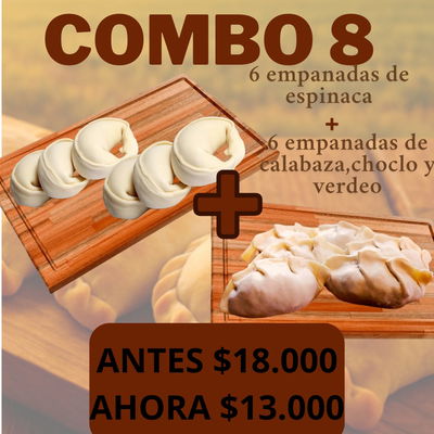 Combo 8 ( 6 emp. Calabaza, choclo y verdeo y 6 emp Espinaca)