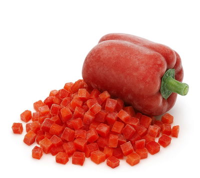 Morron Rojo Cubeteado Congelado IQF Bolsa de 1 kg.