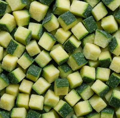 Zucchini Cubeteado Congelado IQF Bolsa de 1 kg.