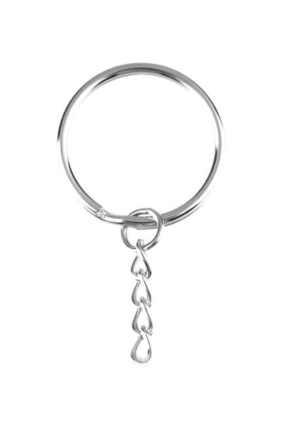 Argolla llavero con cadena niquel x 25 unid