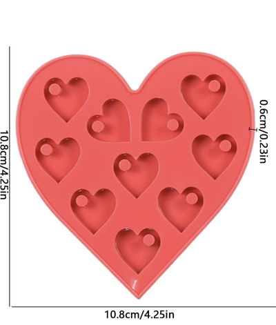  Molde de silicona para resina epoxi 11x11cms modelo Dije forma corazon 22mms x10