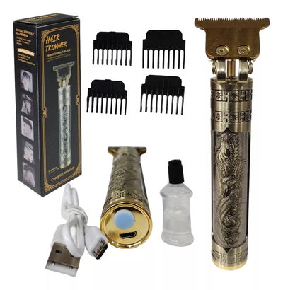 Maquina Afeitadora Trimmer Dorada Dragon Usb Recargable 