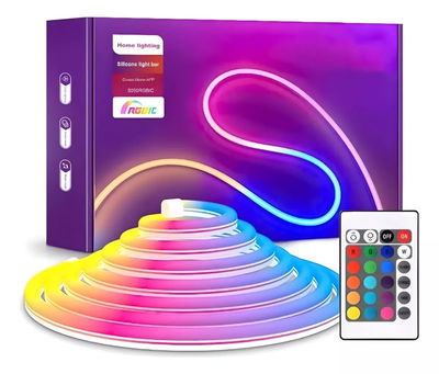 Kit Manguera Neon Flex Rgb 5 Metros Fuente Controlador Sellado