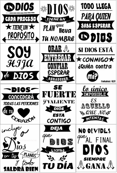 Plantillas Frases de Dios en DTF en Formato 100x58 cm 25%dto