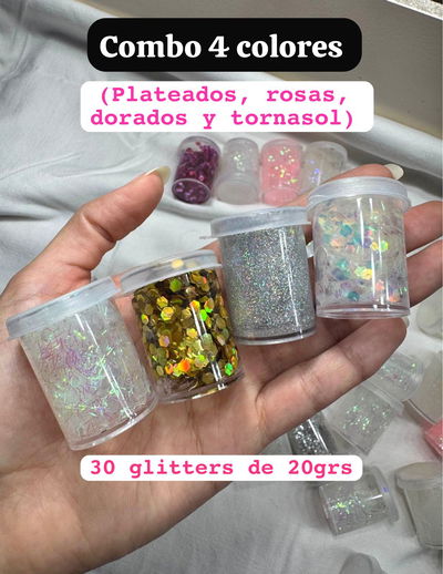 Combo glitters 4 colores x 30