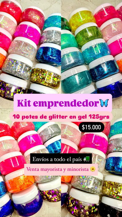 Kit emprendedor 10 glitters de 125grs 