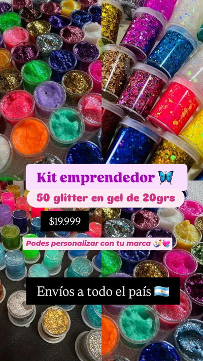 Kit 50 glitters en gel de 20grs 