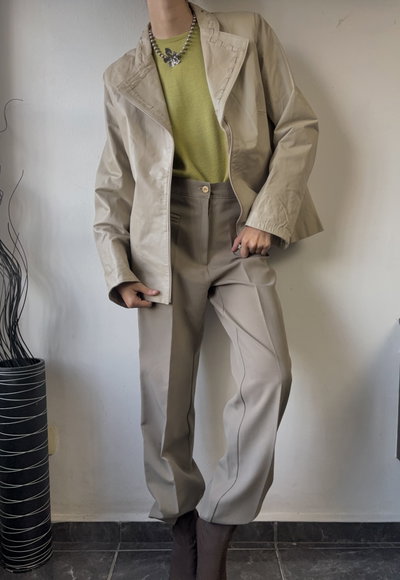 Leather jacket cream