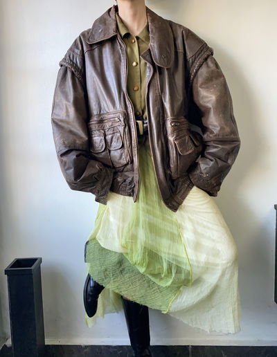 Leather jacket runway