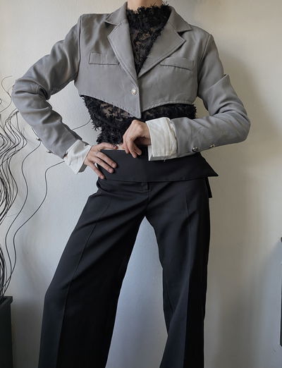 Blazer crop grey 