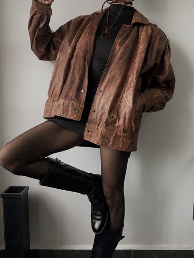 Leather jacket desgastada