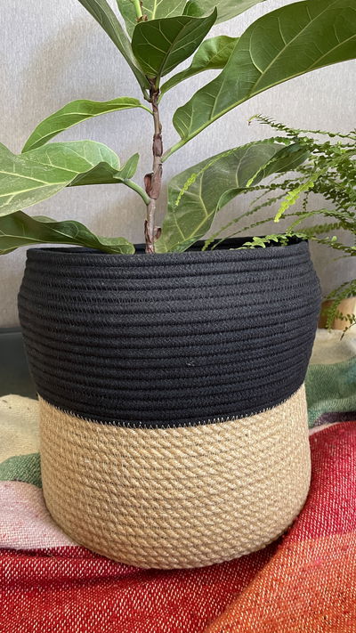 CESTA COMBINADA NEGRO Y YUTE