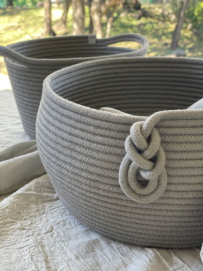 CESTA CORDON ALGODON GRIS 