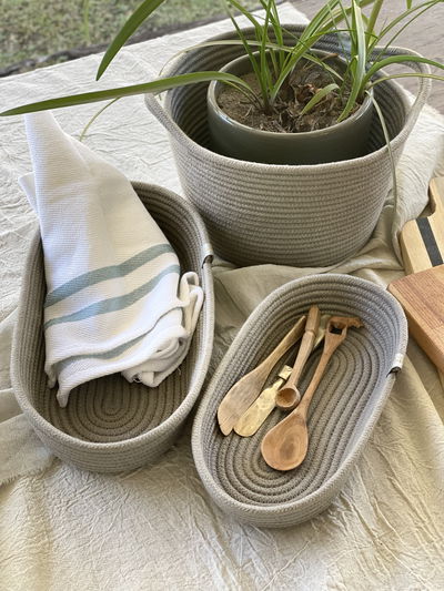 CESTA OVALADA GRIS CHICA