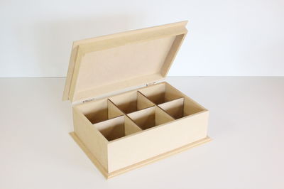 Caja de té con tapa lisa | 6 divisiones