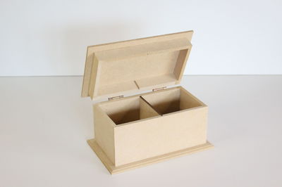 Caja de té con tapa lisa | 2 divisiones