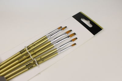 Set x6 Pinceles Chatos Largos | BOLONG (dorados)