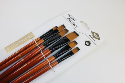 Set x6 Pinceles Chatos | XINBOWEN (marrones)