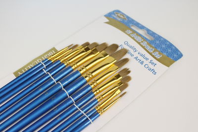 Set x12 Pinceles Lengua de Gato | XINBOWEN (azules)