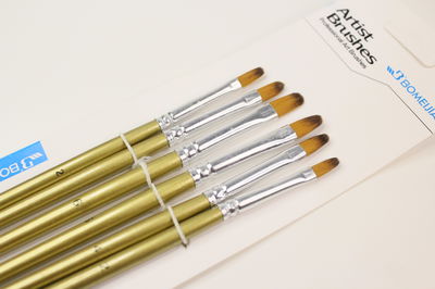 Set x6 Pinceles Lengua de Gato | BOMEIJIA (dorados)