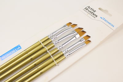 Set x6 Pinceles Angulares | BOMEIJIA (dorados)