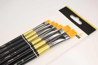 Set x6 Pinceles Chatos | BOLONG (negros)