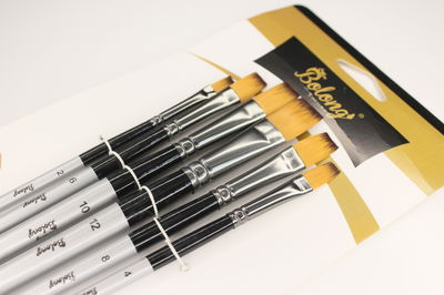 Set x6 Pinceles Chatos | BOLONG (plateados)