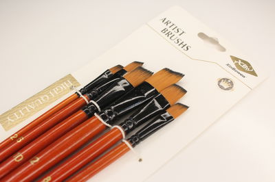 Set x6 Pinceles Angulares | XINBOWEN (marrones)