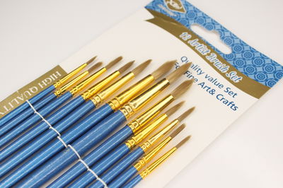 Set x12 Pinceles Redondos | XINBOWEN (azules)