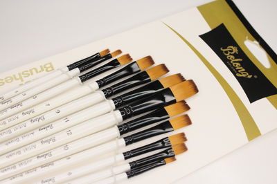 Set x12 Pinceles Chatos | BOLONG (blancos)