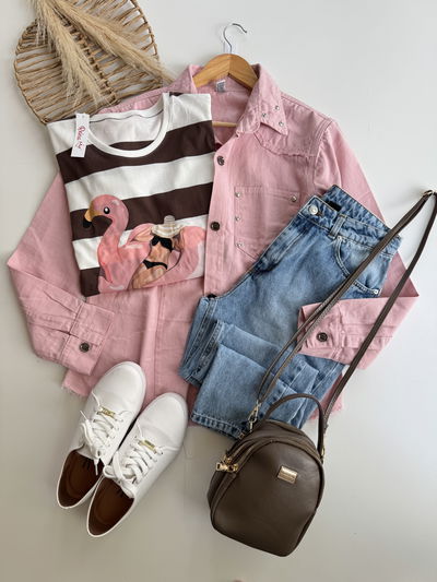 Camisaco rosa jeans fino 