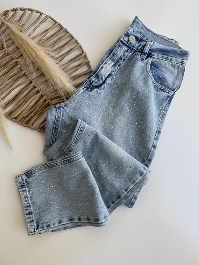 Jeans rígido brillos 