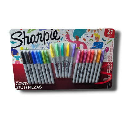 Marcadores Permanentes Sharpie Punta Fina Set x 21 Colores Surtidos