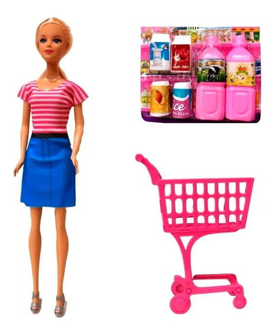 Muñeca Kiara Supermercado Poppi Dolls con Carrito y Accesorios +3 Años