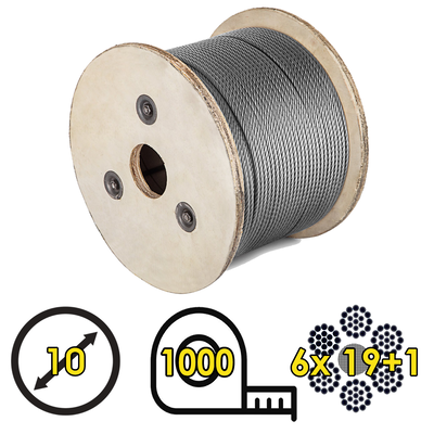 Cable De Acero Galvanizado Flexible 6x19+1 10mm Bobina 1000mts