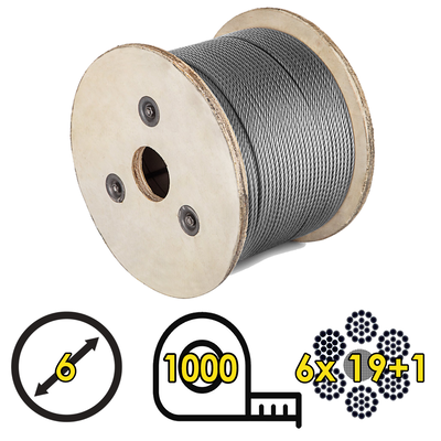 Cable De Acero Galvanizado Flexible 6x19+1 6mm Bobina 1000mts