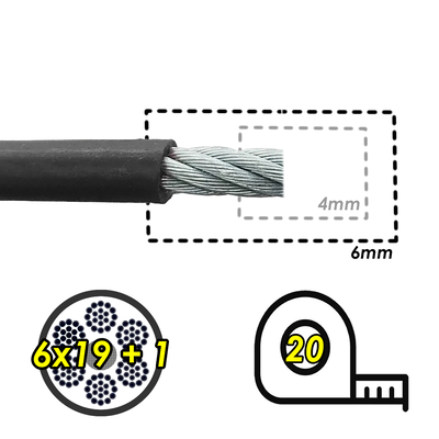 Cable Acero 6mm Forrado Para Maquinas Gimnasio Gym X 20mts