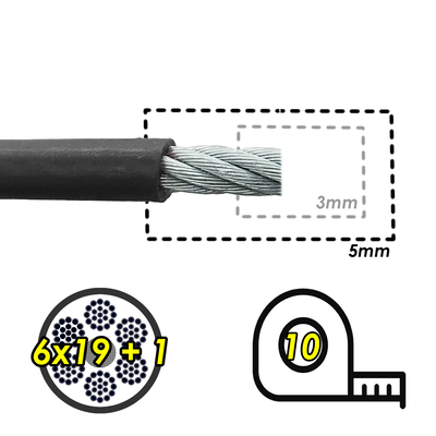 Cable Acero 5mm Forrado Para Maquinas Gimnasio Gym X 10mts