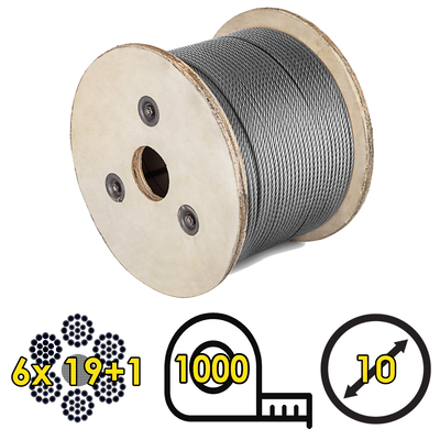 Cable De Acero Galvanizado Flexible 6x19+1 10mm Bobina 1000mts