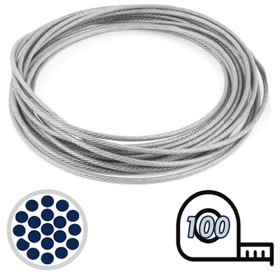 Rollo Cable Acero Forrado en Pvc 4mm 100Mts