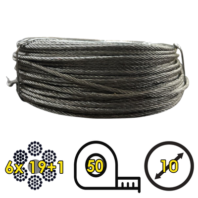 Cable De Acero Galvanizado Flexible 6x19+ 10mm Rollo 100mts