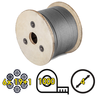 Cable De Acero Galvanizado Flexible 6x19+1 4mm Bobina 1000mts