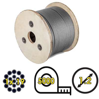 Cable de Acero 1.2mm 1x19 – Bobina 5000 metros